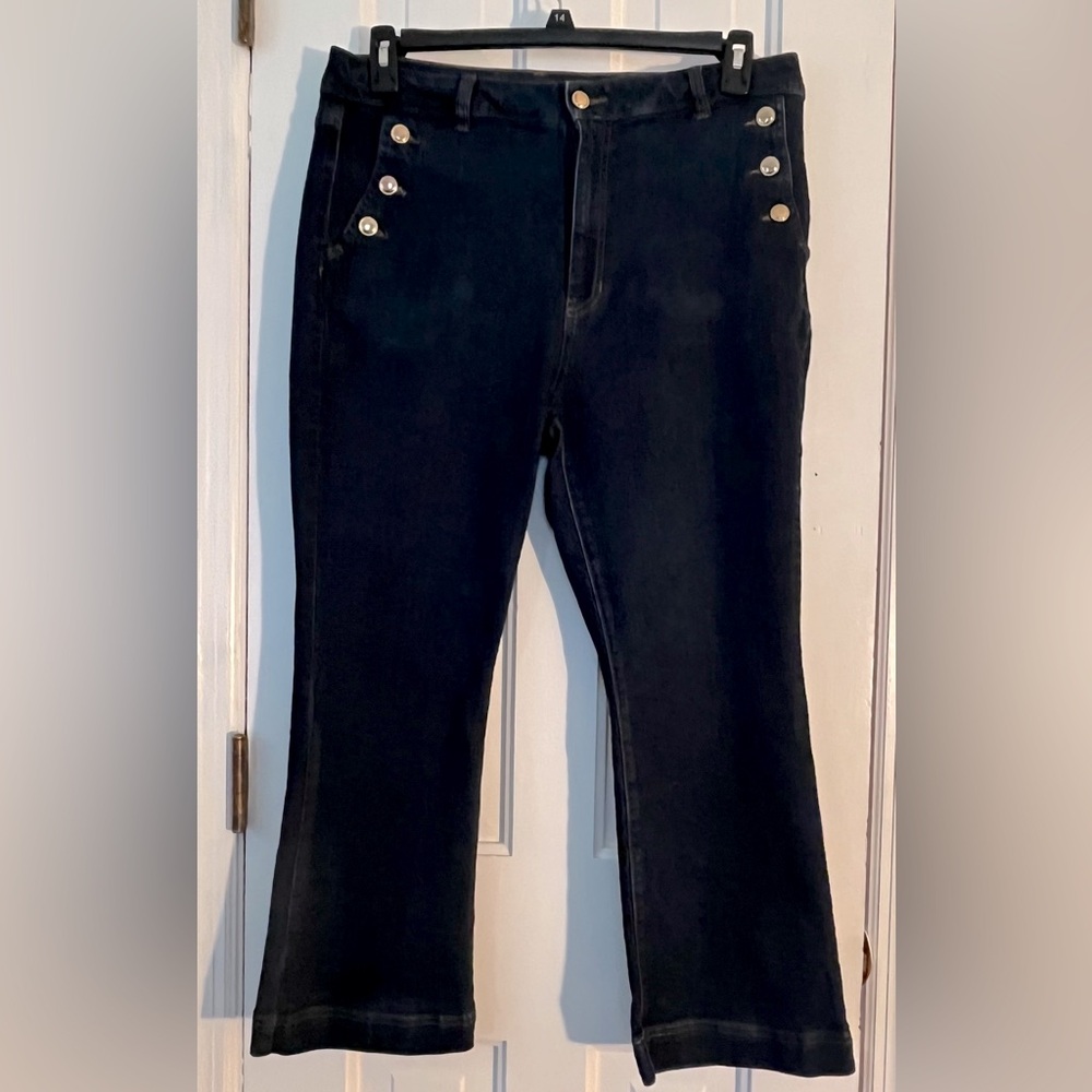 EUC Rachel Zoe Women's 2-piece Dark Wash Stretch Denim Jacket and Pants - Picture 4 of 11